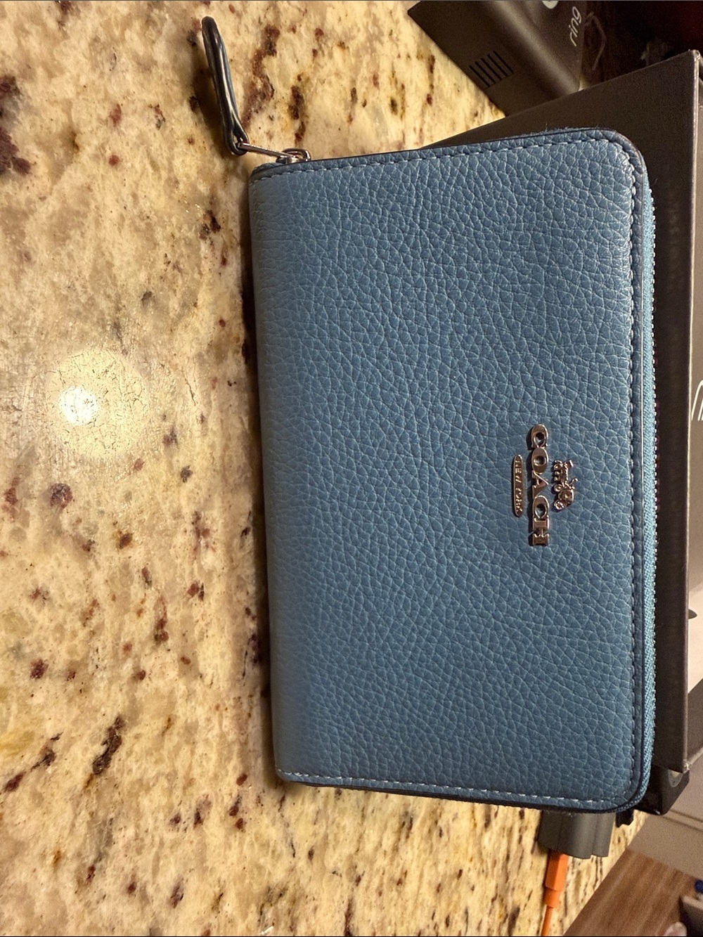 Coach Zip-Around Leather Wallet in Light Blue - Picture 2 of 11